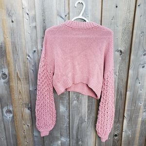 F21 balloon sleeve cropped sweater